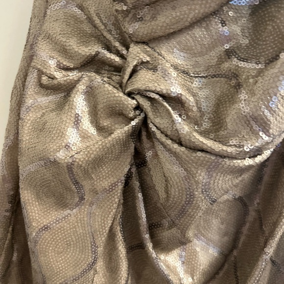 Wish Gold Asymmetrical Ruched Cocktail Dress - Picture 3 of 8